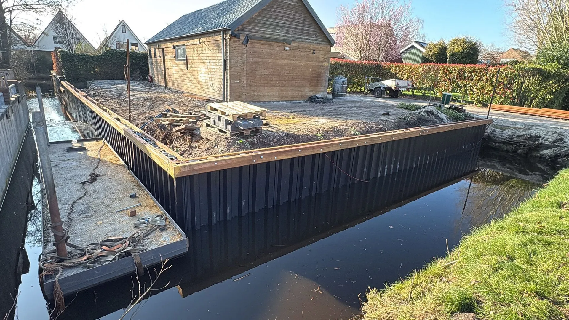 Walbeschoeiing in uitvoering